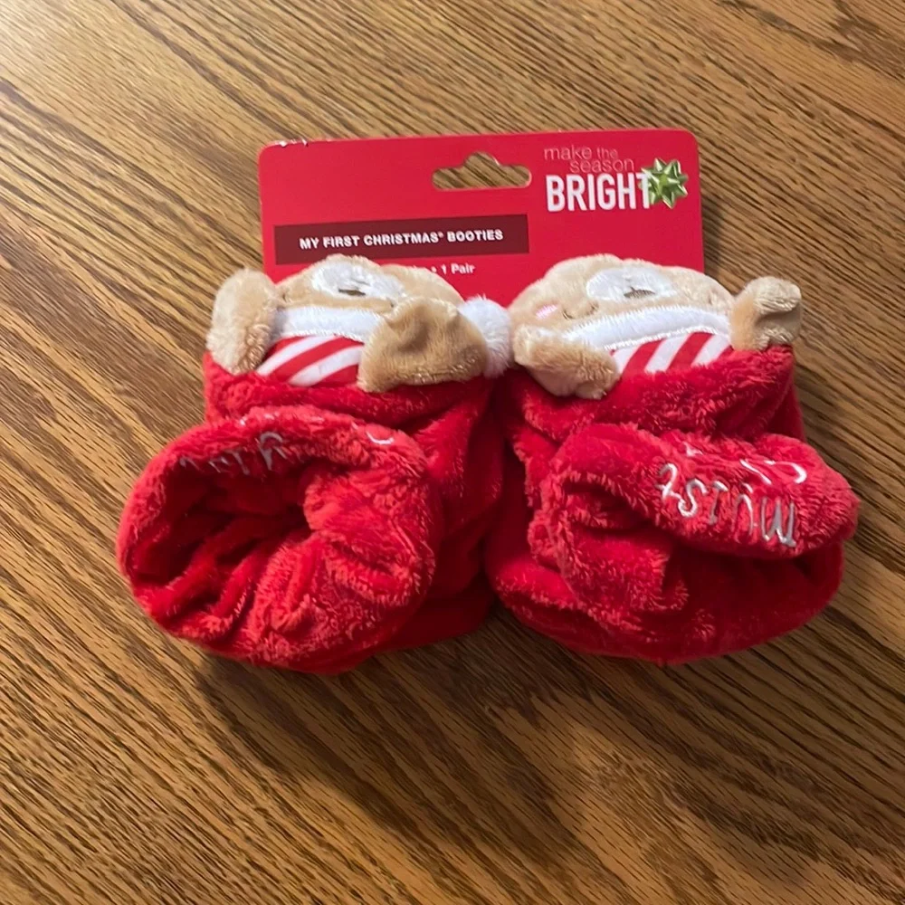 Babies first Christmas booties 0 to 6 months